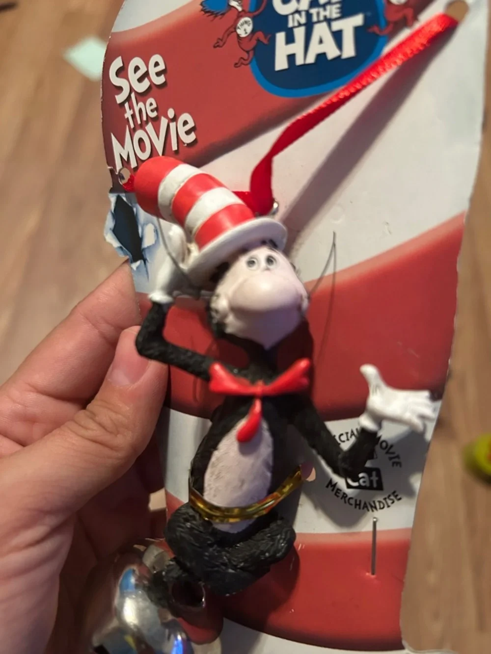 Dr. Seuss Cat in the Hat Red White Black Holiday Ornament with Bell